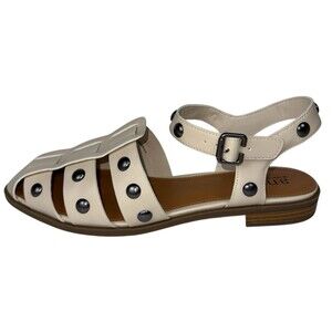 ANA Womens Size 10 Sandals Shoes Studded Strappy Cream Flats Normey New